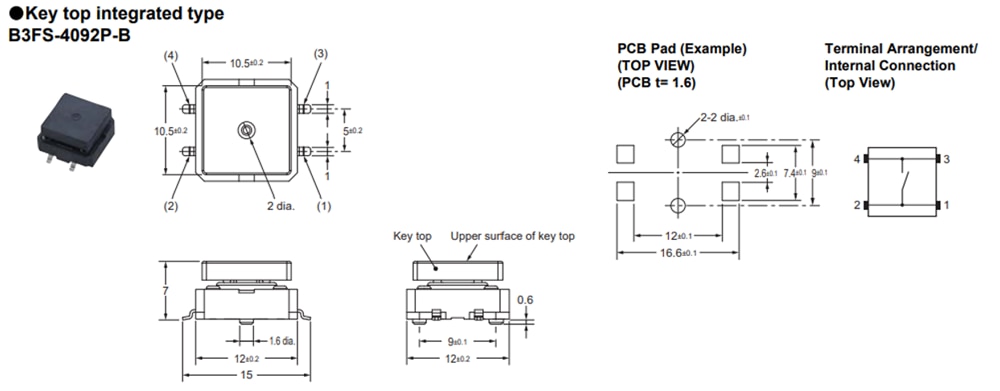 Chart - Omron Electronics B3FS-4 SMD Tactile Switch